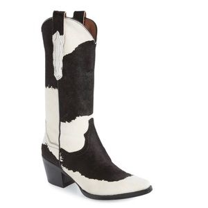 Jeffrey Campbell Dagget cow print calf hair western Cowboy boot 7.5